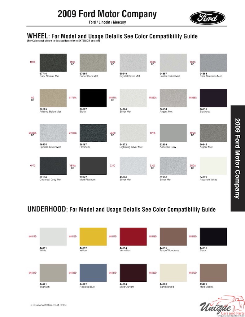 2009 Ford Paint Charts Sherwin-Williams 5